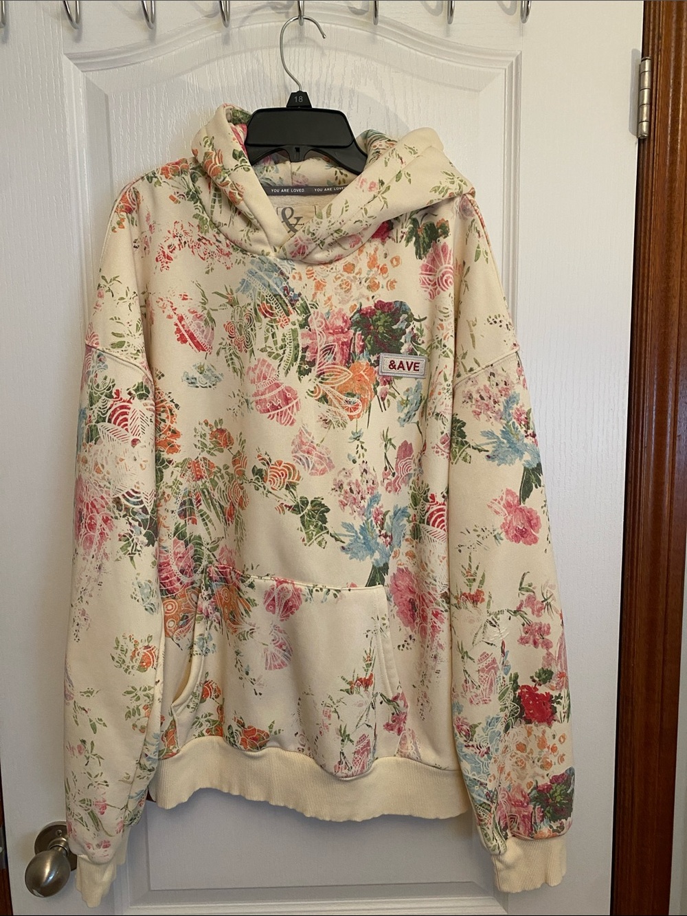 Avenue Cream Floral Hoodie Sweater - Cozy Floral Cowl